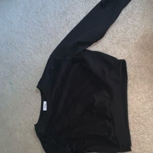 Black Distressed Crop Sweatshirt